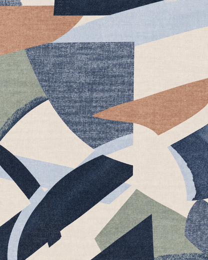 Sciarpa in cotone con stampa astratta tono blu