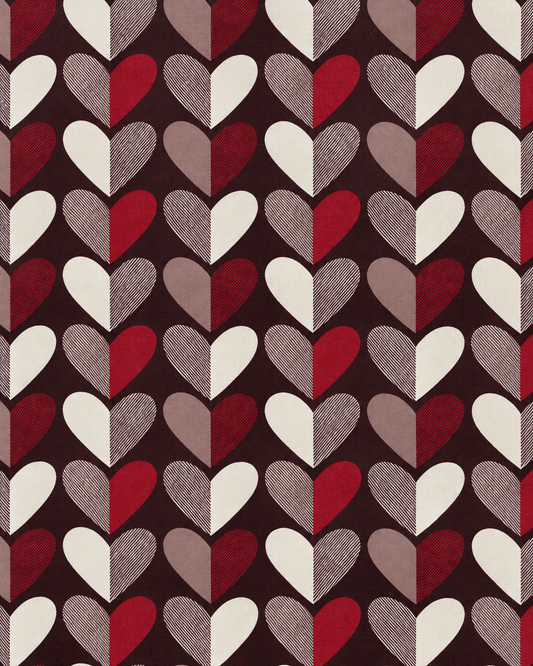 Sciarpa in cotone con stampa geometrica a cuori tono rosso