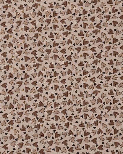 Sciarpa in cotone beige con stampa a cuori tono marrone