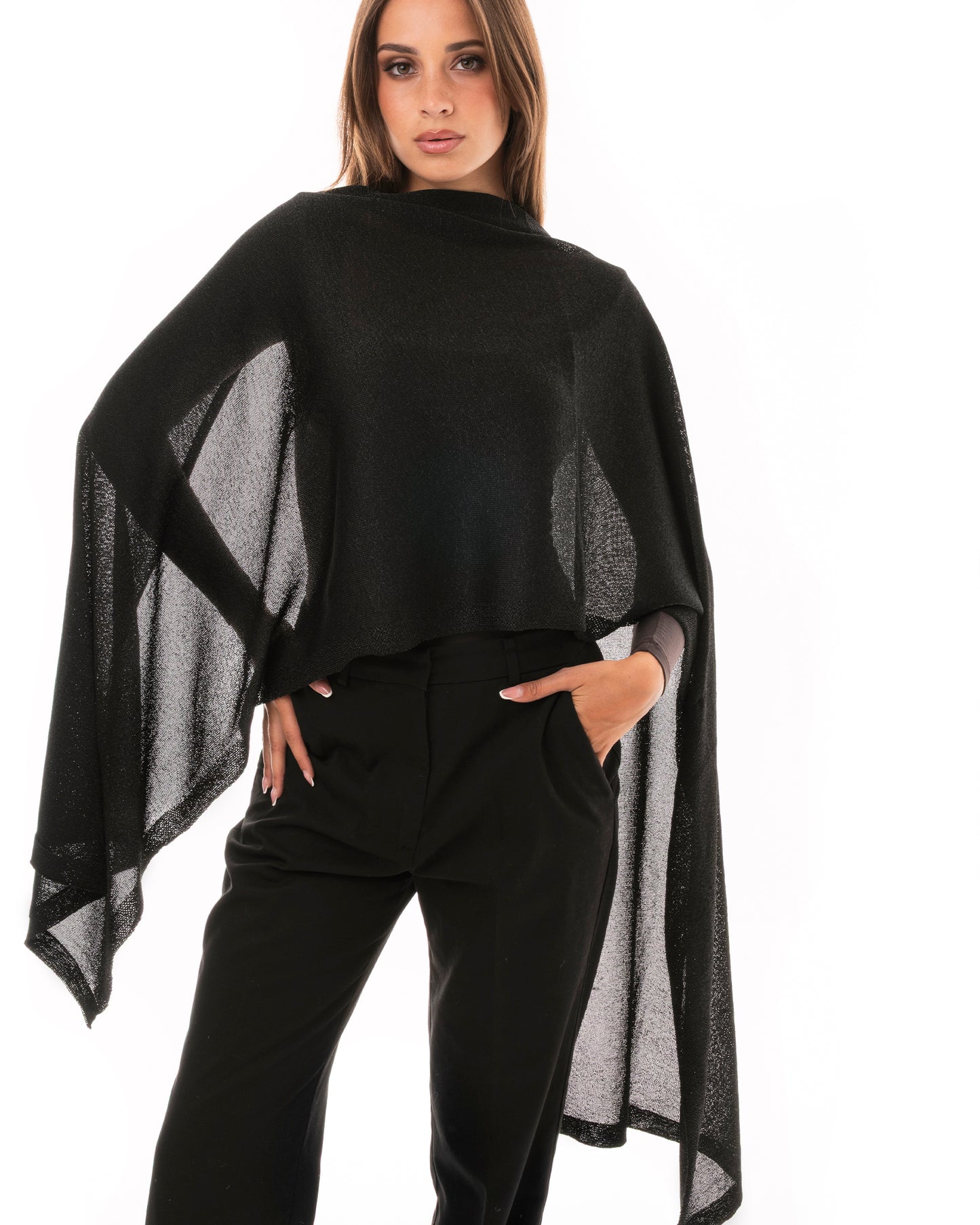 Sciarpa morbida in lurex nera