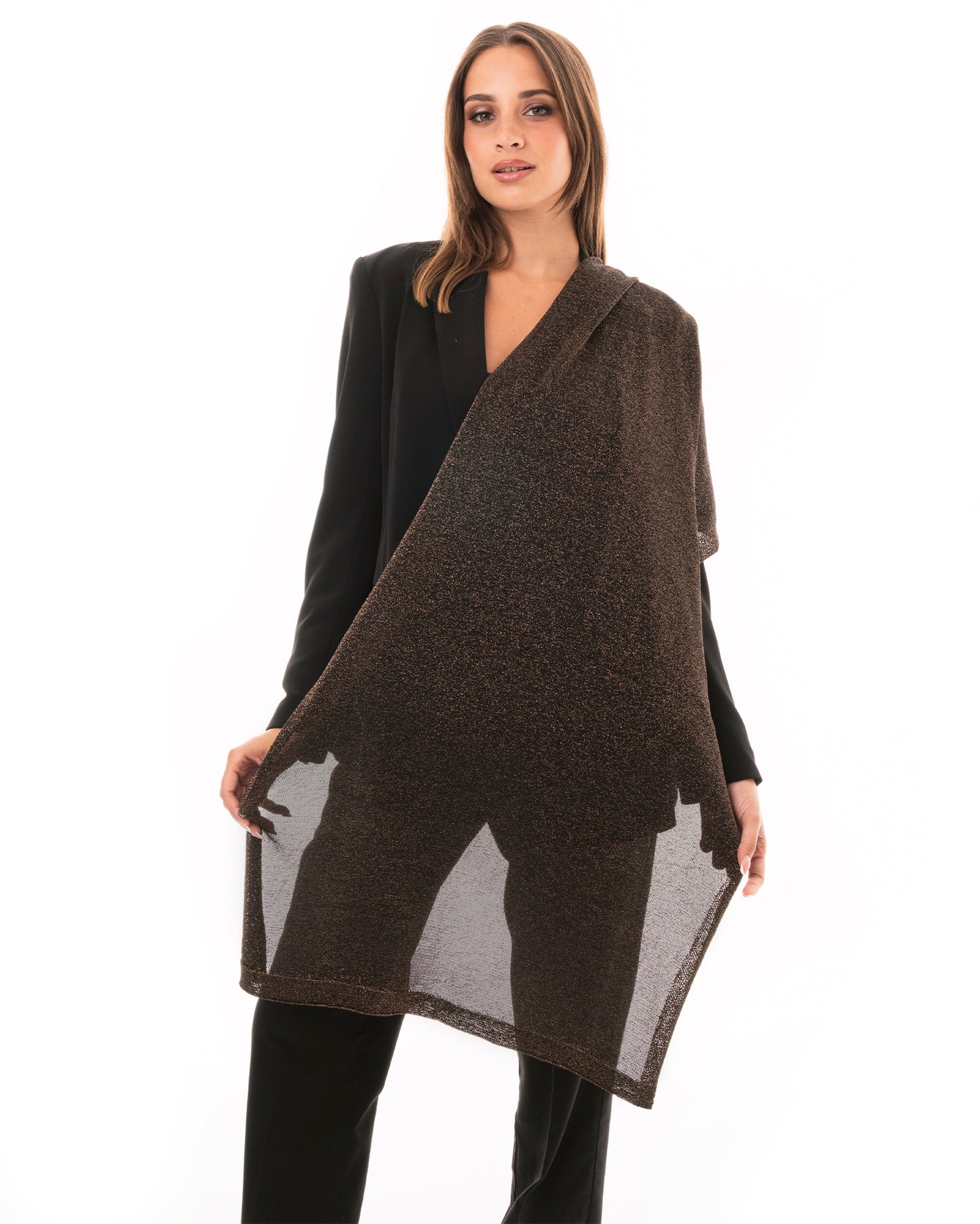 Sciarpa morbida in lurex bronzo