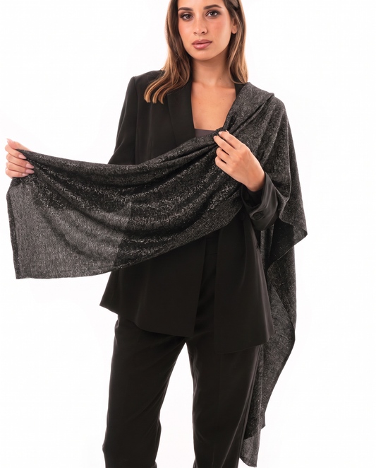 Sciarpa morbida in lurex argento