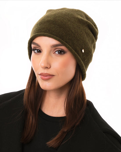 Cappello a cuffia morbido a tinta unita verde militare