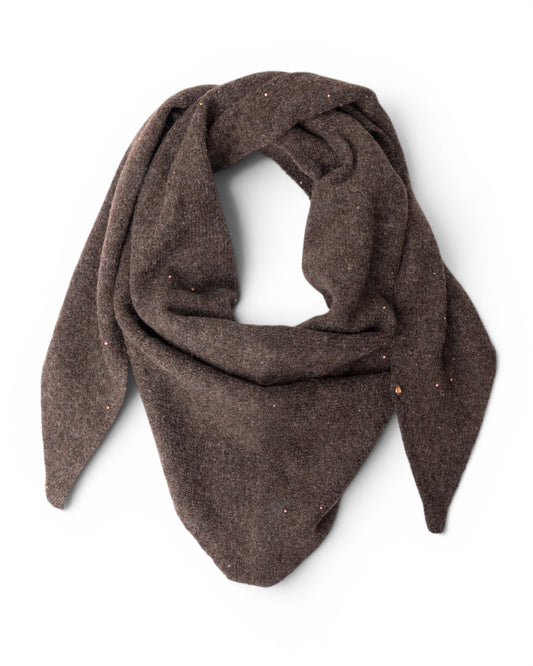 Foulard triangolare color caffè con brillantini