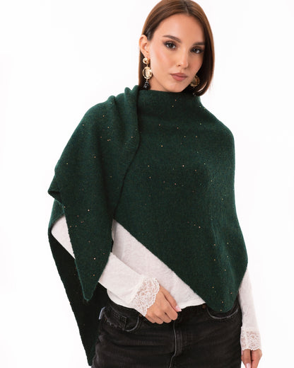 Foulard triangolare verde bosco con brillantini