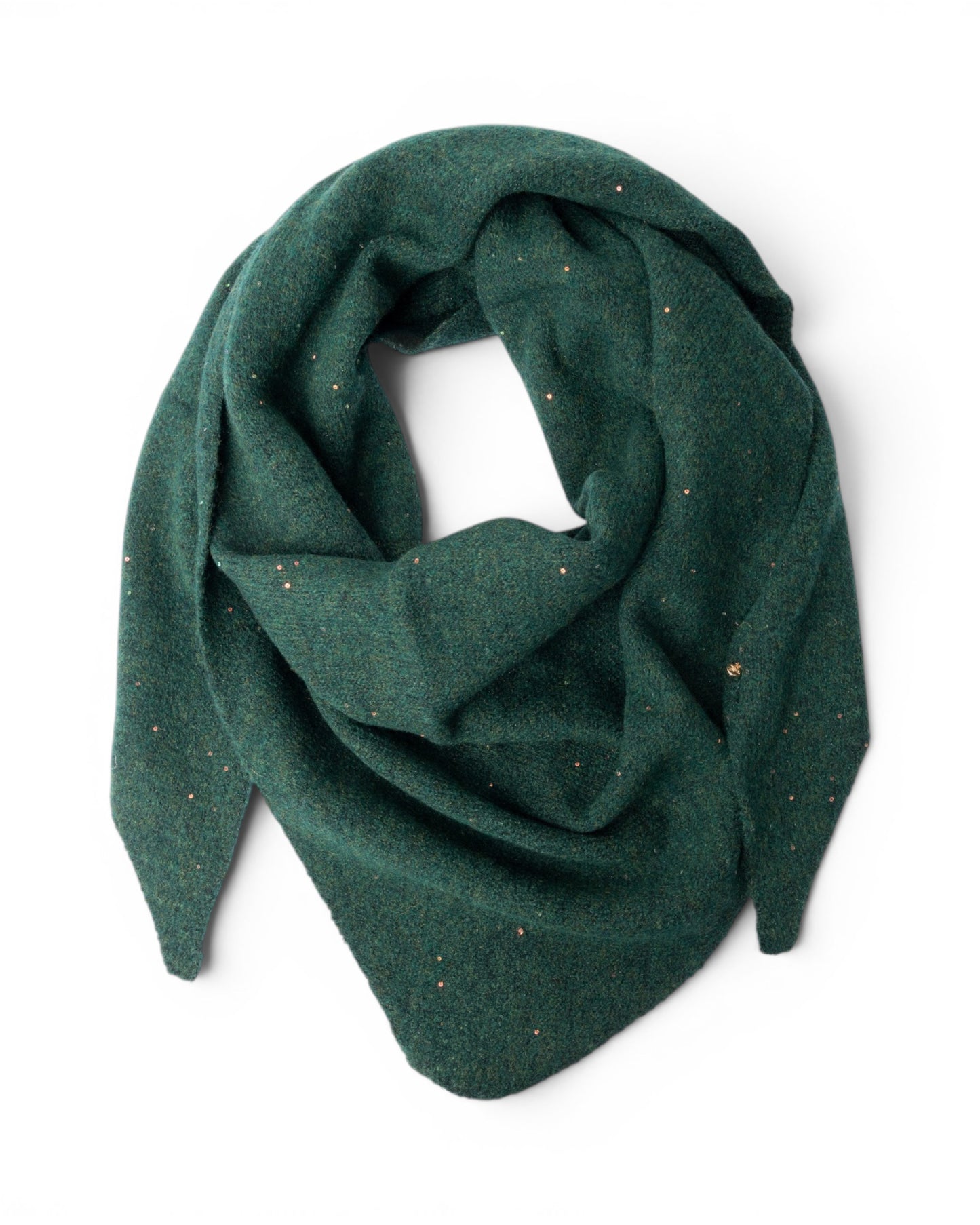 Foulard triangolare verde bosco con brillantini