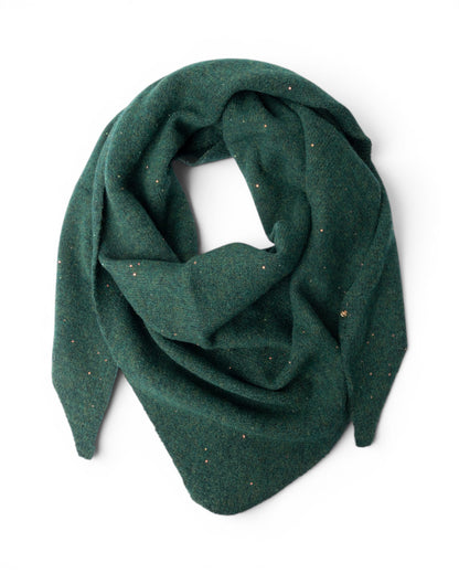 Foulard triangolare verde bosco con brillantini