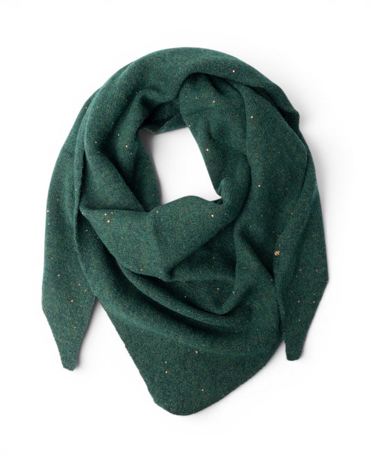 Foulard triangolare verde bosco con brillantini