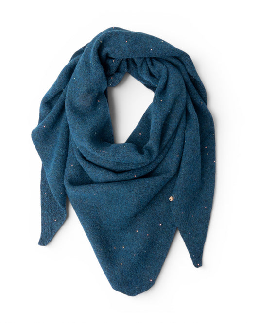 Foulard triangolare blu con brillantini