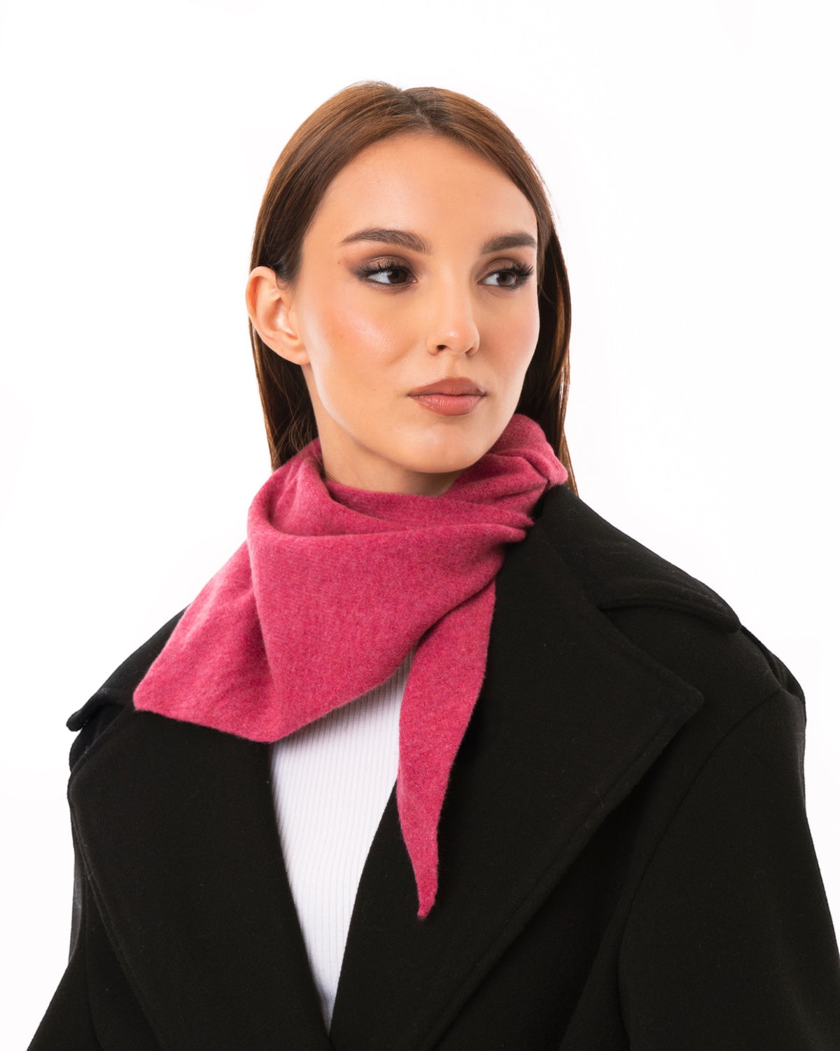 Foulard triangolare a tinta unita fucsia