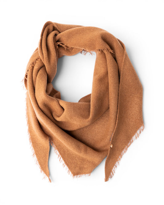 Foulard/kefia a tinta unita cammello con frange