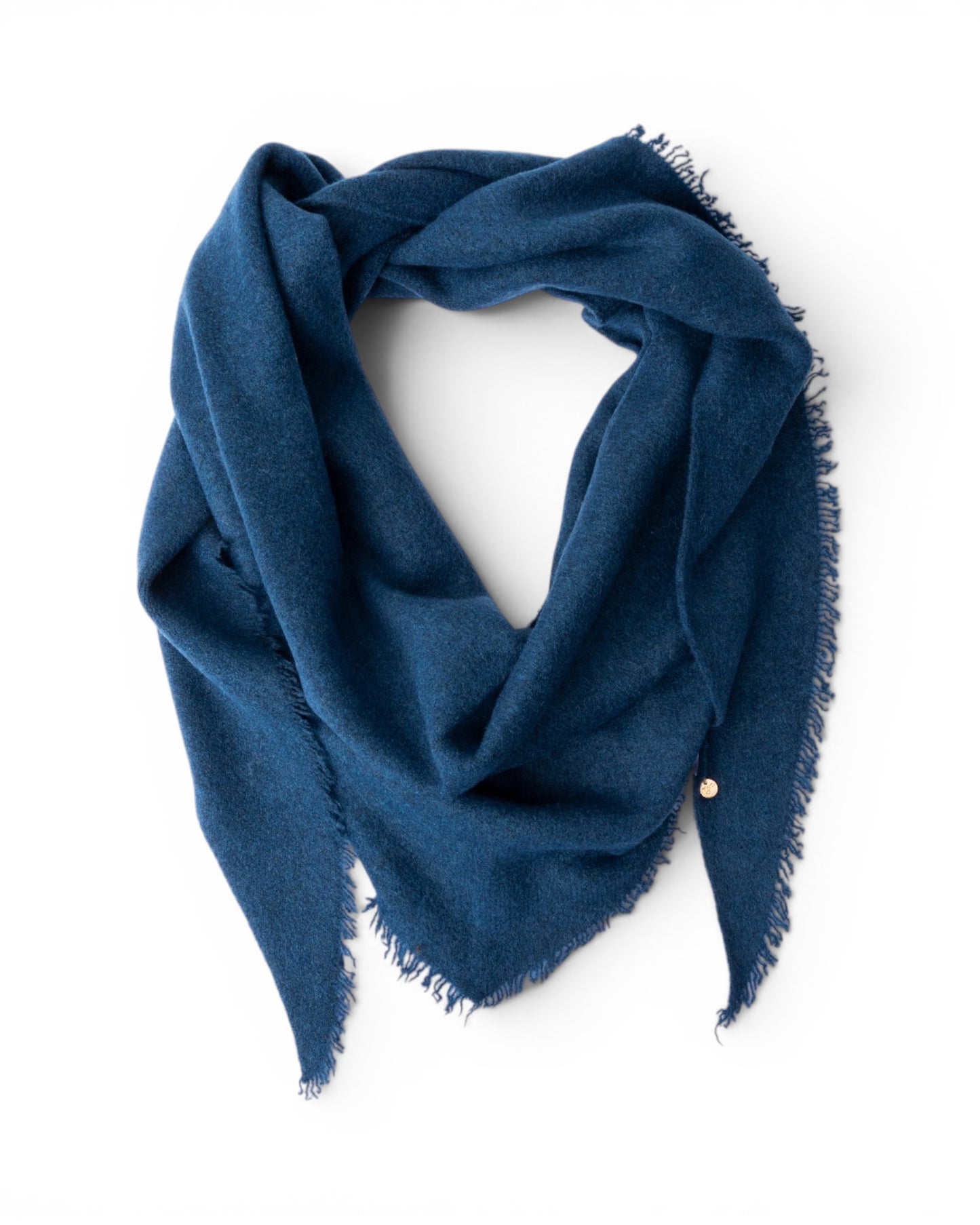 Foulard/kefia a tinta unita blu con frange