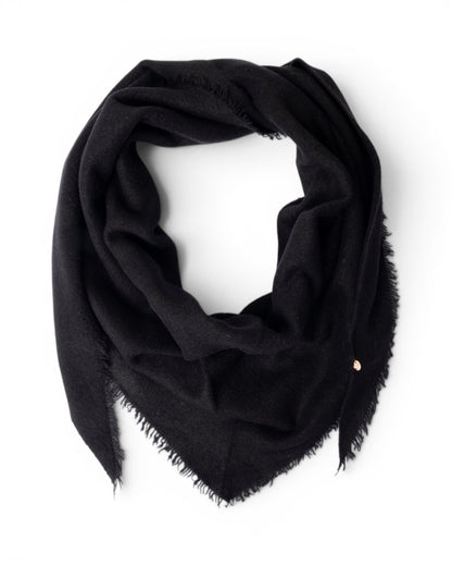 Foulard/kefia a tinta unita nero con frange