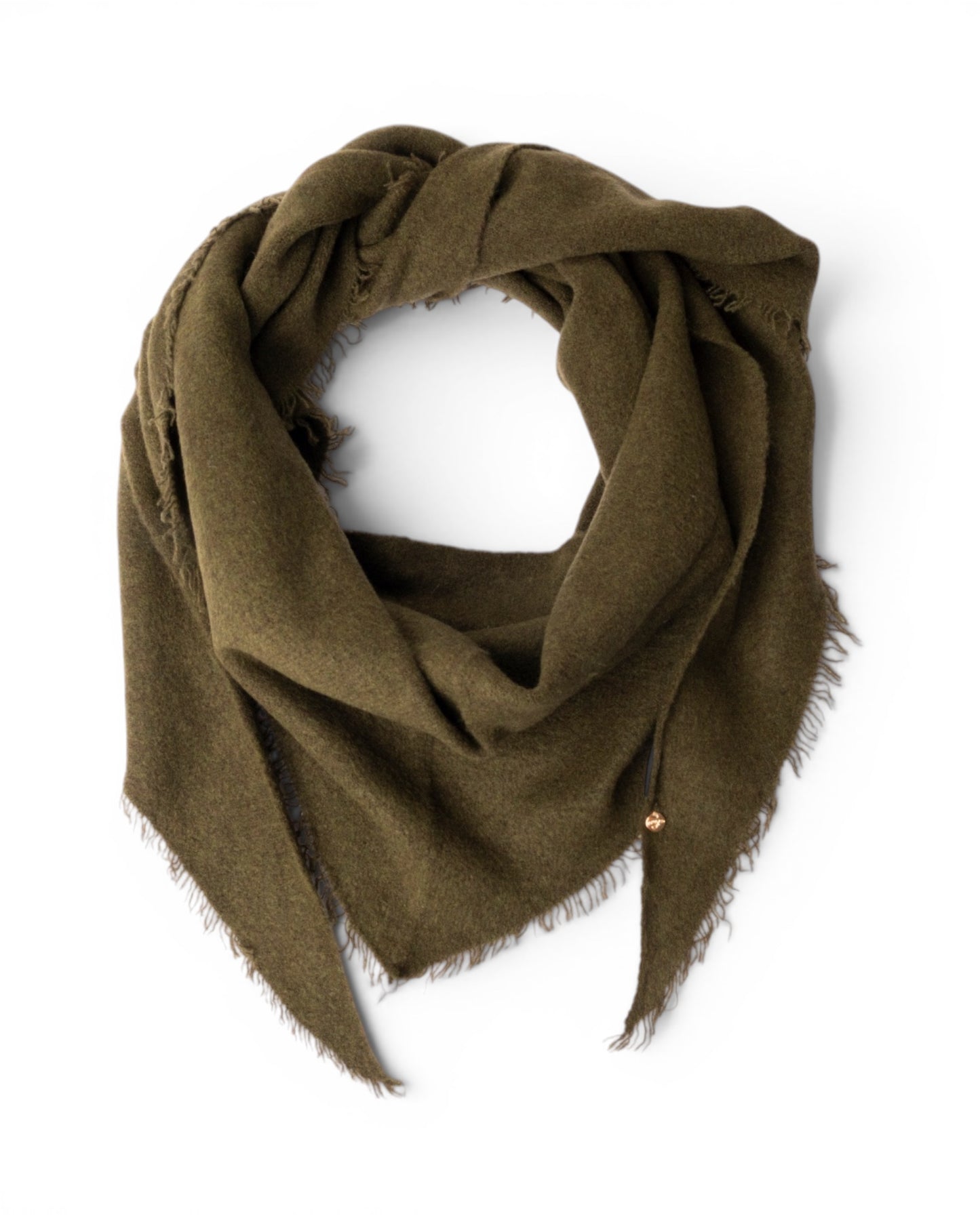 Foulard/kefia a tinta unita verde militare con frange