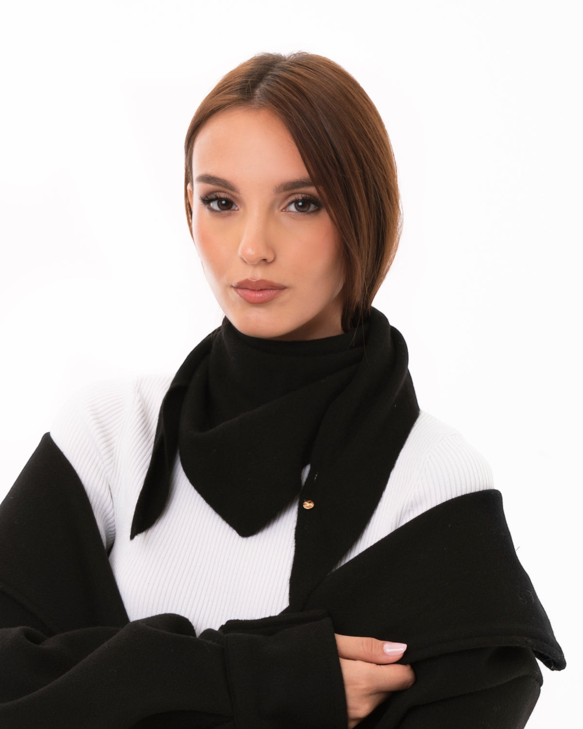 Foulard/kefia in lana  a tinta unita nera
