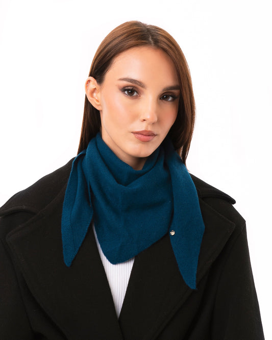 Foulard/kefia in lana  a tinta unita blu petrolio