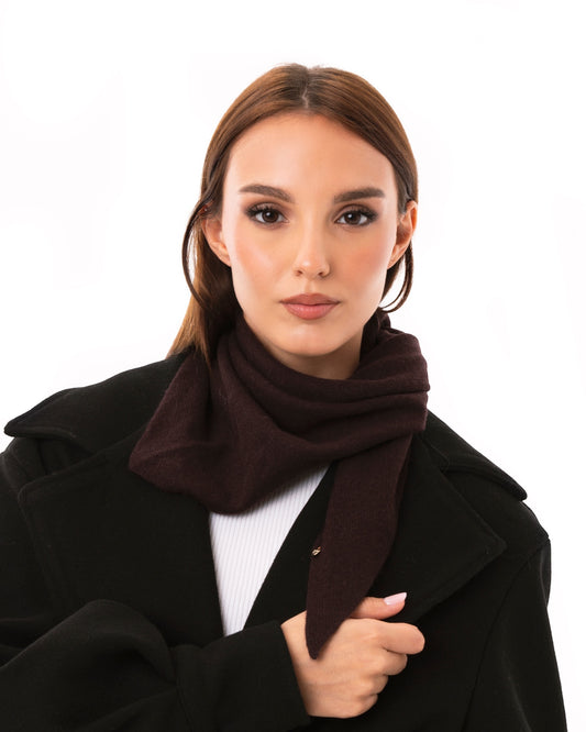 Foulard/kefia in lana  a tinta unita marrone