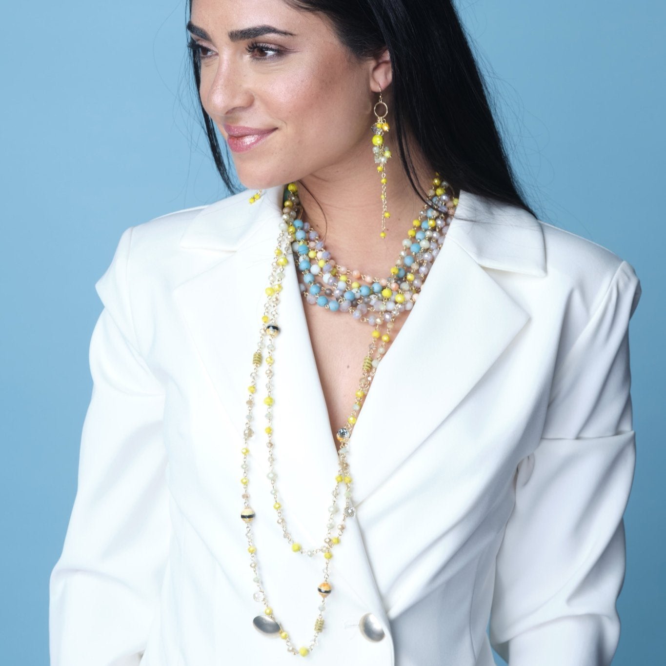 Collana a due fili con pietre sui toni del giallo - Mya Accessories