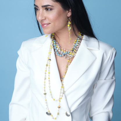 Collana a due fili con pietre sui toni del giallo - Mya Accessories