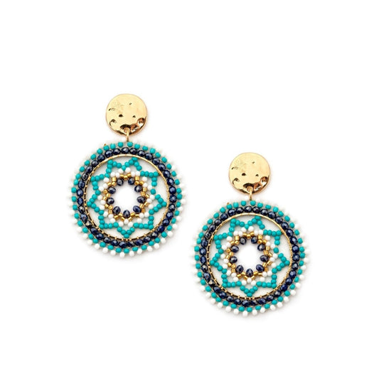 Orecchino con perline verde acqua e blu - Mya Accessories