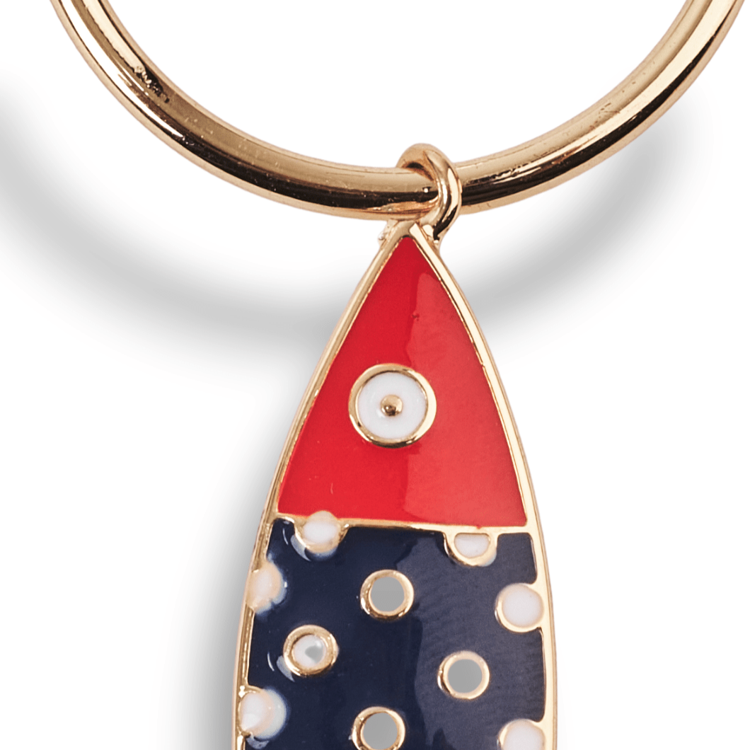 Orecchini a cerchio con pesciolini e stella marina blu/rossi - Mya Accessories