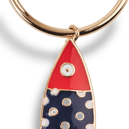 Orecchini a cerchio con pesciolini e stella marina blu/rossi - Mya Accessories