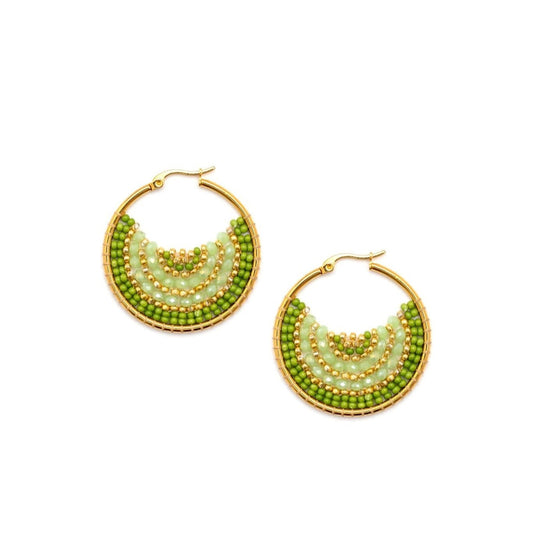 Orecchino circolare verde con perline - Mya Accessories