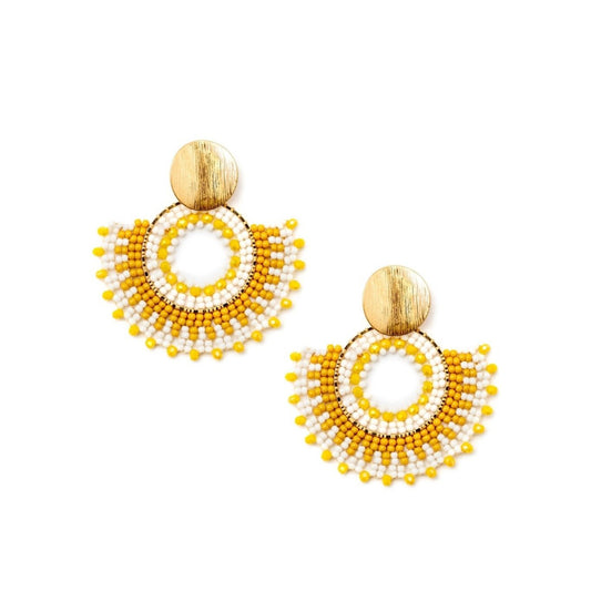 Orecchino con perline gialle e bianche - Mya Accessories