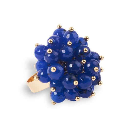 ANELLO CON PIETRE BLU A GRAPPOLO
