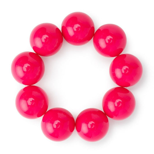 Bracciale con sfere XXL elastico in acrilico fucsia - Mya Accessories