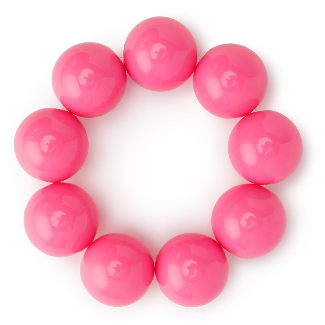 Bracciale con sfere XXL elastico in acrilico rosa - Mya Accessories