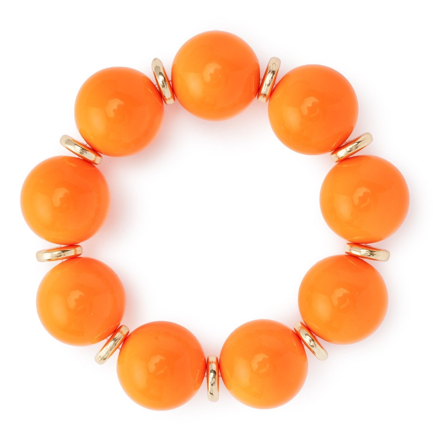Bracciale elastico con sfere in acrilico arancio, con rondelle in metallo - Mya Accessories