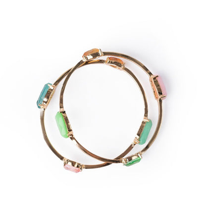 Bracciale bangles 2 pezzi con pietre in resina multicolore - Mya Accessories