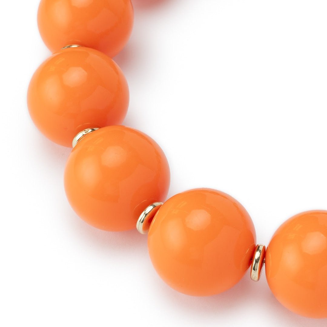 Collana girocollo in acrilico XXL arancio con rondelle in ottone - Mya Accessories