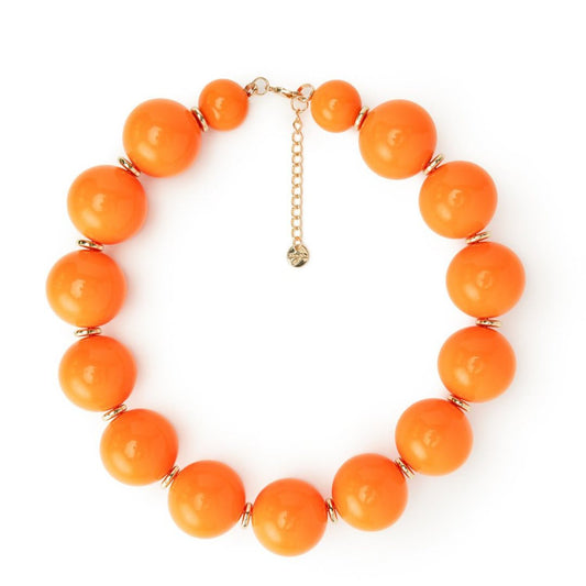 Collana girocollo in acrilico XXL arancio con rondelle in ottone - Mya Accessories