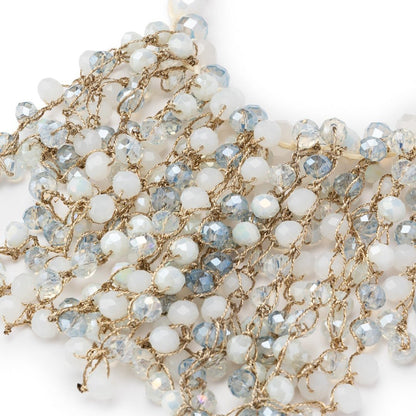 Collana girocollo in filo di cotone tono bianco con frange di microcristalli - Mya Accessories