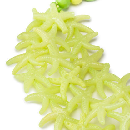 Collana girocollo con pietre in acrilico sui toni del verde con stelle marine - Mya Accessories