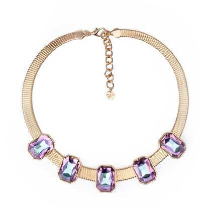 Collana girocollo omega rigida con pietre in vetro lilla - Mya Accessories