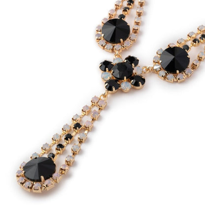 Collana girocollo in metallo con microcristalli in vetro bianchi e neri - Mya Accessories