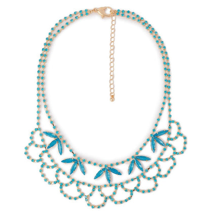 Collana girocollo in metallo a due linee con microcristalli in vetro blu - Mya Accessories