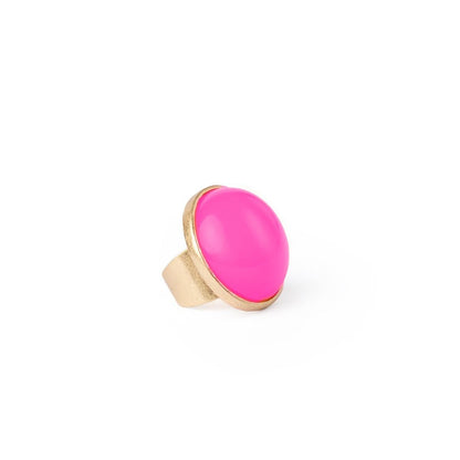 Anello a fascia regolabile con pietra circolare in resina fucsia - Mya Accessories