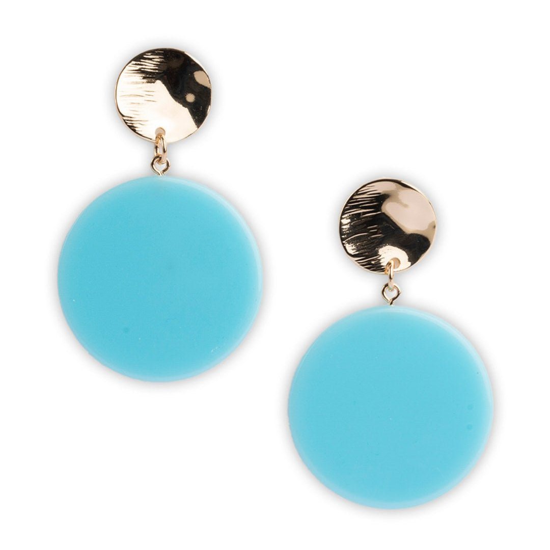 Orecchini circolari pendenti in acrilico celeste - Mya Accessories