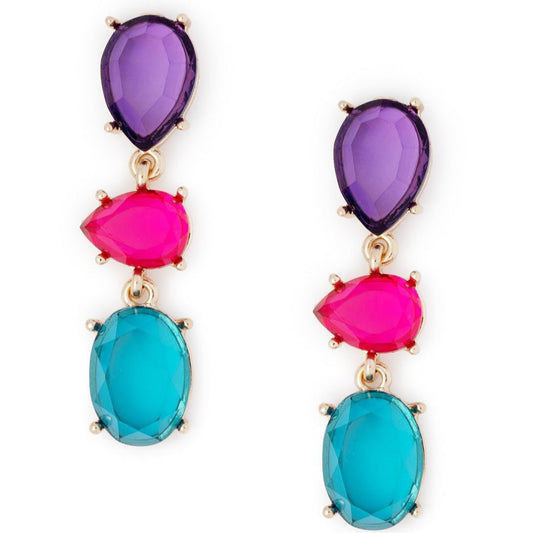 Orecchini in metallo pendenti in resina trasparente tono fucsia - Mya Accessories