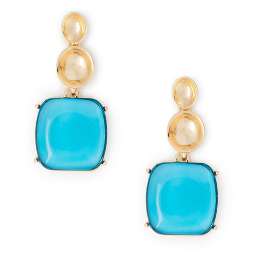 Orecchini in metallo pendenti in acrilico trasparente base quadrata blu - Mya Accessories