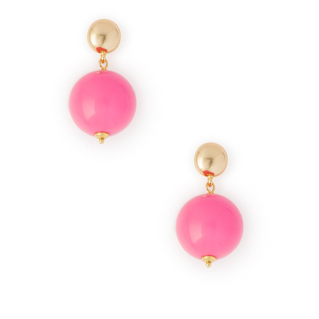 Orecchini in ottone con sfera XXL in acrilico rosa - Mya Accessories