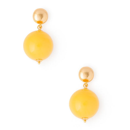 Orecchini in ottone con sfera XXL in acrilico giallo - Mya Accessories