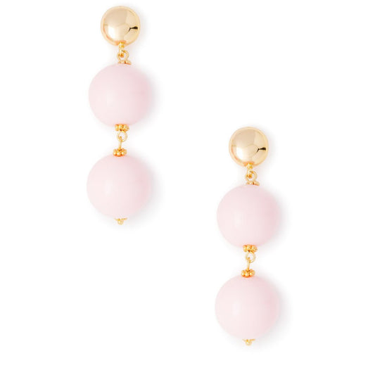 Orecchini in metallo pendenti con due sfere in acrilico rosa - Mya Accessories