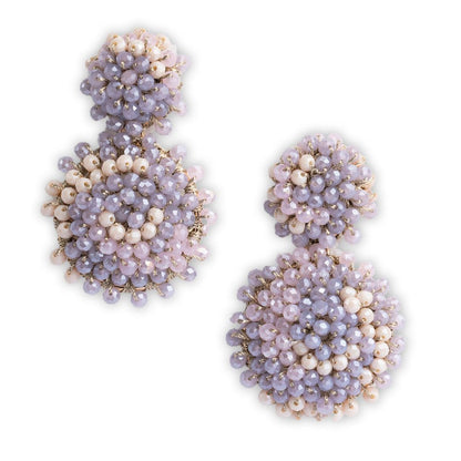 Orecchini in ottone pendenti retrò circolari con microcristalli mix rosa e fucsia - Mya Accessories