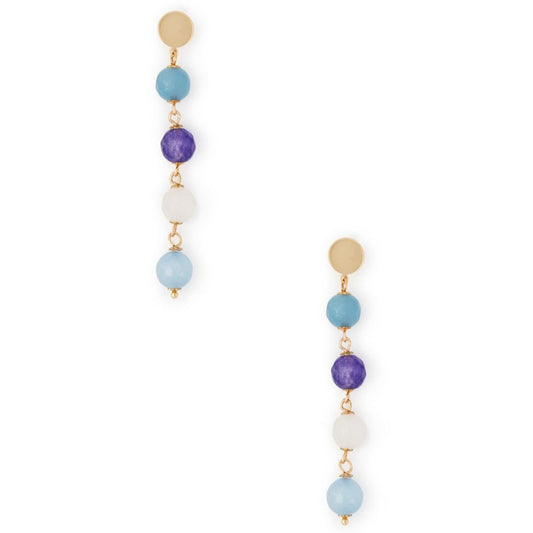 Orecchini pendenti in ottone lunghi con pietre dure multi blu - Mya Accessories