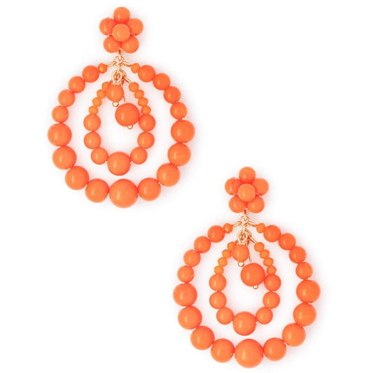 Orecchini strutturati a goccia con perline in acrilico arancio - Mya Accessories